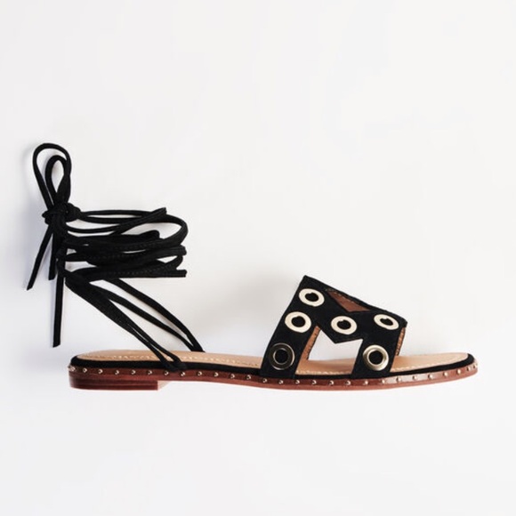 Maje black suede tie up sandals. Can wear just as slides too! :) - Picture 3 of 12